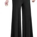 Made By Johnny MBJ Women's Casual Comfy Solid/Tie Dye Wide Leg Palazzo Lounge Pants (Medium, Wb750_Black)