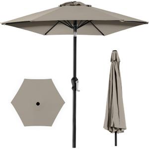 Best Choice Products 10ft Outdoor Steel Polyester Market Patio Umbrella w/Crank, Easy Push Button, Tilt, Table Compatible - Beige