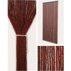 90 Strands Beaded Curtain for Doorways -35.5"x79"- Handmade Natural Beaded CurtainsBoho Doorway Wood and Bamboo Bead Curtain-As Insect Screen/Room Divider-Brown
