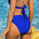 YELAIVP Women's High Waisted Bikini Bottom Tummy Control Ruched Bathing Suit Bottom Full Coverage Swimsuit Bottoms (Blue, XL)