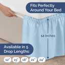Wrap Around Dust Ruffle Bed Skirt - Light Blue - Twin/Twin XL Size Beds with 12 Inch Drop - Elastic Strap - Adjustable Pleated Bedskirt with Brushed Fabric and Wrinkle Free - Women, Men, Kids & Teens
