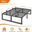 16 Inch Metal Full Size Bed Frame with Steel Support, Noise-Free