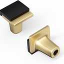 Rergy 10 Pack Black and Gold Cabinet Handles Gold Cabinet Knobs Black Drawer Knobs Kitchen Drawer Handles Zinc Alloy Square Hardware for Door Bedroom Dresser (Single Hole)