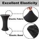 2 PCS 24x43 Inch Round Cocktail Table Covers, High Top Elastic Wrinkle Resistant Spandex Fitted Tablecloths, Highboy Stretch Bar Table Cloths for Party Banquet Bistro Pub Restaurant Black