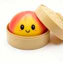 Red&Yellow Dumpling Squishies Stress Balls, Colorful Squishies Dumpling Fidget Sensory Toy with Food Steamer, Squeeze Dough Ball for Stress Relief, Stretchy Desk Toys Gift