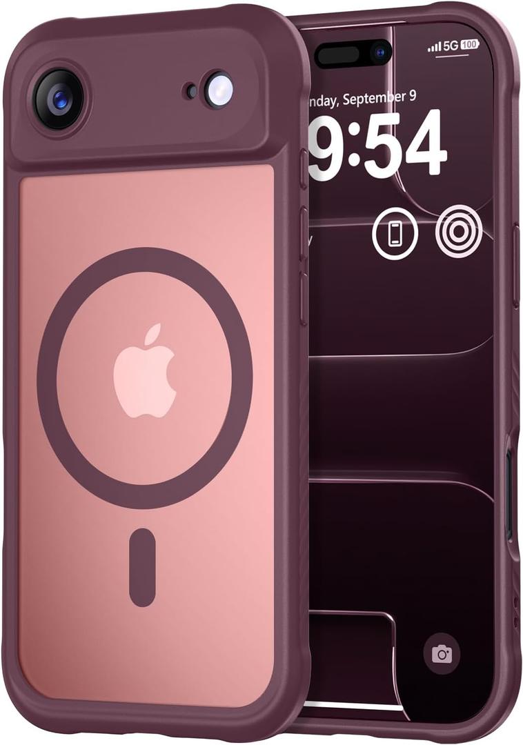 Thomo Magnetic for iPhone Air Case, [Compatible with Magsafe] [Full Camera Protection] Translucent Matte Military Grade Shockproof with Anti-Fingerprint Phone Cover 2025, Red