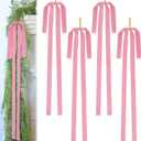 Large Velvet Christmas Bow 23.6x15.7 Inch Vintage Christmas Tree Topper Bows Christmas Staircase Wreath Bows for Xmas Fireplace Decoration (4, Pink)