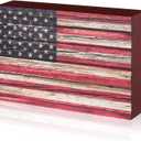 Sintuff Memorial Day Decor Patriotic 4th of July Tabletop Decorarion Wooden American Flag Box Sign 250th Anniversary Independence Day Veterans Wood Gifts for Table Centerpiece Office Desk Shelf