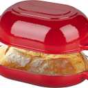 Enameled Cast Iron Sourdough Bread Oven, Dutch Oven, Loaf Cast Iron Bread Pan for Homemade Bread Baking, Meatloaf Pan with Lid, 7QT, Red