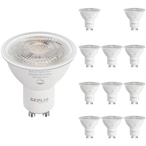 GEPLAD 11-Pack GU10 LED Bulbs Daylight 5000K, 6W 582LM Dimmable GU10 Two Prong Light Bulb, 50W Halogen Replacement, Track Lighting,Recessed Light,Range Hood Light Bulbs