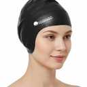 Swimming Cap - Silicone Swim Cap for Women & Men, Long Hair Swim Cap for Adults, Older Kids, Keep Hair Dry and Protect Ears