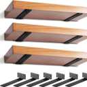 6 Pack Heavy Duty Shelf Brackets 6 inch, Floating Shelf Brackets(1/5-Thick), L-Shaped Wall Shelf Bracket Hidden & Decorative Shelf Bracket Black