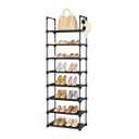 LANTEFUL Tall Shoe Rack 8 Tiers, 16-20 Pairs Shoe and Boots Organizer Storage Sturdy Shoe Shelf, Narrow Vertical Shoe Rack for Entryway, Closet, Metal Shoe Organizer with 5 Hooks