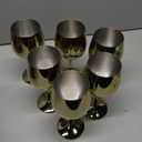 Lifecapido Stainless Steel Wine Glasses Set of 6, 18oz Stainless Steel Wine Goblets, Stemmed Metal Wine Glasses with Cup Brush for Party Office Wedding Anniversary, Great for Red White Wine (Gold)