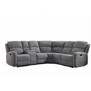 Fabric L-Shaped Reclining Sectional Sofa Couch for Living Room, Manual Recliner Oversized Sofa, with Padded Headrest, 2 Cup Holders, Storage Space, 5-Seater Home Furniture Set, Grey 54"L x 38"D x 40.5"H