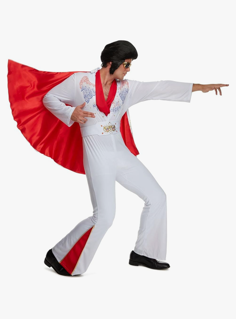 Morph Vegas Rockstar Costume Adult Men Disco Jumpsuit 70s Halloween Outfit for Men Party Wear, Size XL
