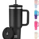 WETOWETO 40oz Tumbler with Handle and Lid | 100% Leakproof Insulated Stainless Steel Travel Mug | Keeps Cold 34Hrs/Hot 10Hrs | Dishwasher Safe, Fits Car Cup Holder (Midnight Black Color)