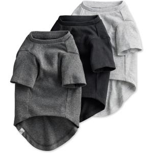 Multipack 100% Organic Cotton Dog Short Sleeve T-Shirt Pet Tees for All Breeds, Gray Ombre, Large
