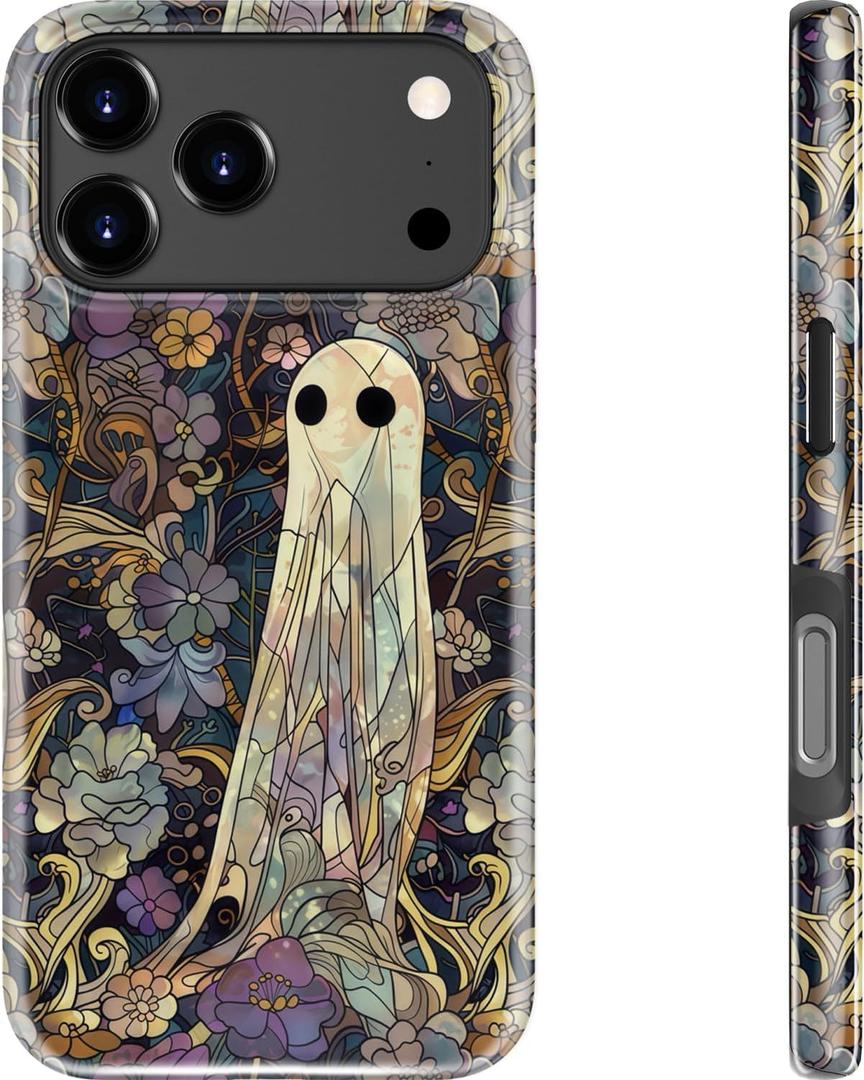 DEENAKIN for iPhone 17 Pro Case Cute,Aesthetic Dark Academia Halloween Enchanted Ghost Phone Case,Compatible with Magsafe,Trendy Protective Slim Silicone Phone Cover for Women Girls