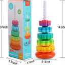 Baby Spinning Stacking Toys, Spin ABS Plastic and Color Rainbow Design Ring Stacker Baby Toys 6 to 12 Months Montessori Educational Learning Autism Sensory for Boys and Girls