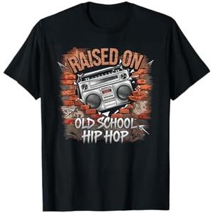 Raised ON Old School Graffiti Rap Hip HOP Tshirt Cassette T-Shirt M
