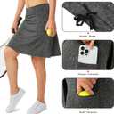 Xioker Women Skorts Skirts with Zipper Pockets,Athletic Golf Tennis Swim Skirts 20" Knee Length Skorts for WomenGrey Charcoal 2XL