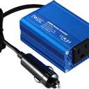 FOVAL 150W Car Power Inverter 12V DC to 110V AC Converter Vehicle Adapter Plug Outlet with 3.1A Dual USB Car Charger for Laptop Computer (Classic Blue)