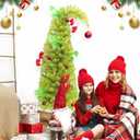 HMASYO 5ft Whimsical Artificial Christmas Tree with 150 LED Timer Lights, Lime Green Bendable Christmas Tree with Ball Ornaments & Metal Base Holiday Decor for Home, Office, Party, Easy Assembly