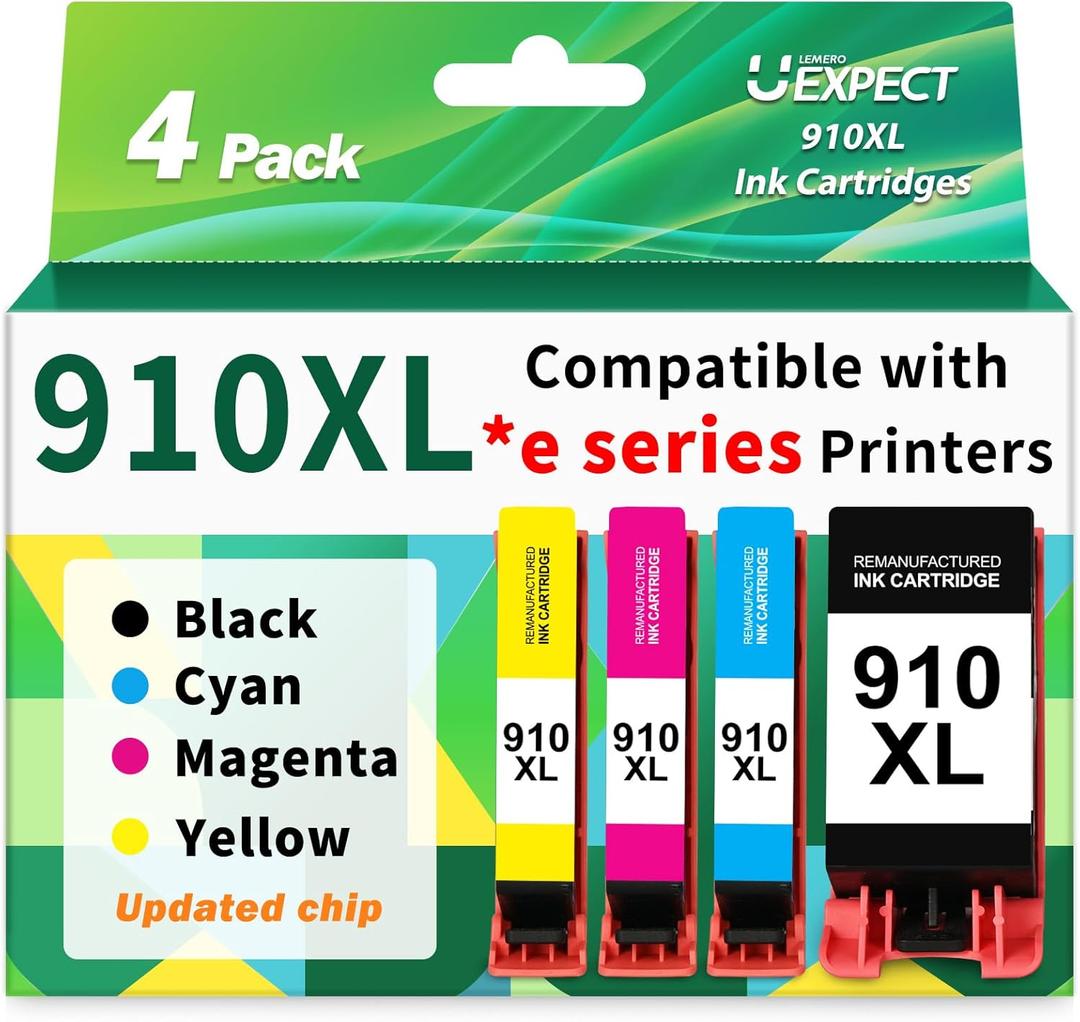 910 910XL Ink Cartridges Combo Pack Replacement for HP 910 Ink Cartridgs for HP Printers Work with HP OfficeJet Pro 8015e 8025e 8022e 8028e 8035e 8020 8035 8028 8010e Printer (4 Pack)
