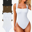 OQQ Women's 3 Piece Bodysuits Sexy Ribbed One Piece Sleeveless Halter Neck Tops Leotard Summer Trendy, Large, Black/Coffee/Beige 