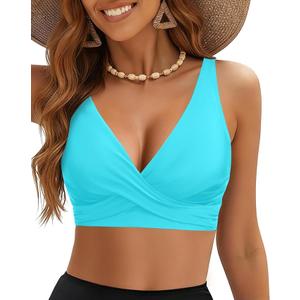 Yonique Women's Underwire Bikini Top - 2025 Push Up Swimsuit Top Large Bust Bathing Suit Teal M