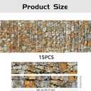 PLIGREAT 15 Strips Stone Pattern Stair Decals, Peel and Stick Bird Stair Riser Stickers for Steps 7.1"x39" Self-Adhesive Vinyl Stone Staircase Murals Decor for Home Hotel