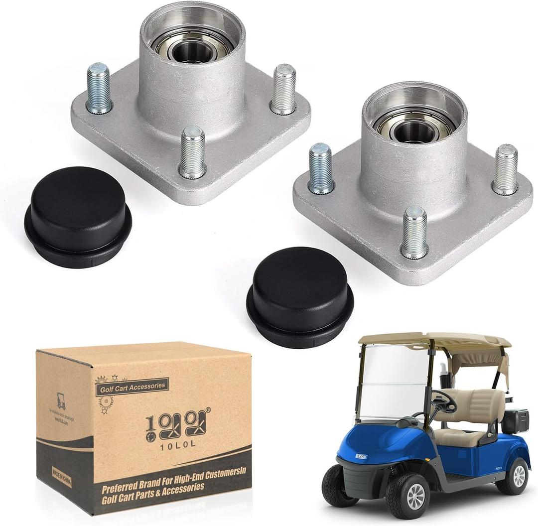 10L0L RXV Front Wheel Hub Assembly with Hub Bearings/Oil Seals/Dust Covers for EZGO RXV G&E Golf Carts 2008 Up. OEM# 609603, 600001, 6204 (Pack of 2)