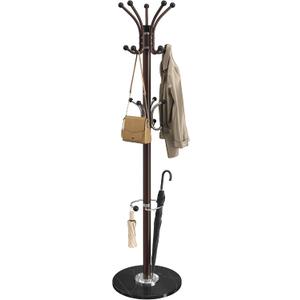 SONGMICS Freestanding Coat Rack, Marble Base, 18 Hooks, Umbrella Holder