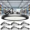 Super Bright 250w UFO LED High Bay Light 35000lm with Plug 5ft Cable (Eqv.1000w Mh/Hps/Hid),5000k High Bay Led Shop Lights Garage Lighting for Garage Factory Workshop Warehouse Barn -6pack