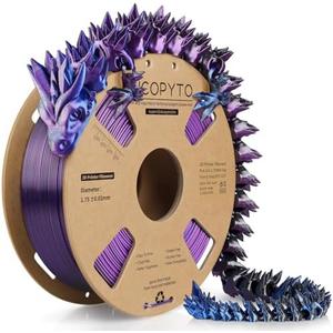 Silk Tricolor PLA Filament 1.75mm, 3D Printer 3-in-1 Multicolor PLA Filament, Dimensional Accuracy +/-0.02mm 1KG Spool (2.2 lbs), Shiny Silk Texture, Triple Color Silk PLA Filament (Blue Purple Black)