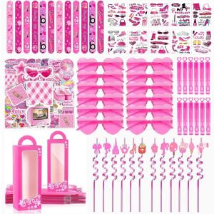 120 pcs Pink Party Favors Pink Toy Gift Goodie Bag Stuffer Filler Makeup Party Decorations for Kids Girls Birthday Party Decoration Supplies-12 Guests