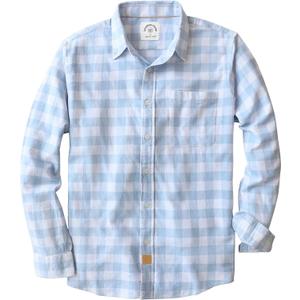 Dubinik 6 oz Flannel Shirt for Men Pure Cotton Soft Warm Long Sleeve Plaid Shirts Casual Button Down for Outdoor Wear (Blue, L)