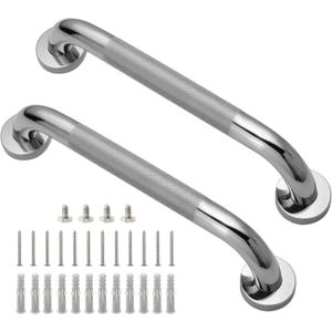 Shower Grab Bar, 2 Pack 12 Inch Bathroom Grab Bar, 1.25" Diameter 304 Stainless Steel Anti-Slip Grab Bars for Bathtubs and Showers, Handicap Shower Grab Bar for Seniors Elderly