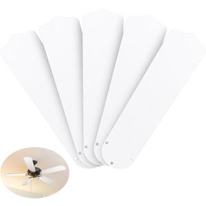 Lineshading 5 Pack 20" Replacement Fan Blades for 52" Ceiling Fan Waterproof Weatherproof Blades Replacement for Broken Substitution Replacing Indoor Summer(White)