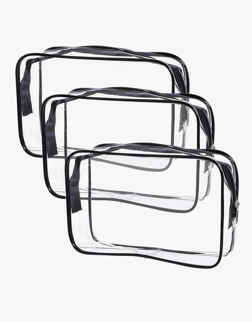 Clear Toiletry Bag Quart Size Bag Travel Makeup Cosmetic Bag PVC Toiletries Cosmetic Pouch for Women Men 13PCS (S)