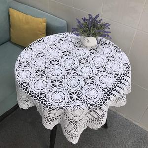 Hetao 100% Cotton Handmade Crochet Square Tablecloth Doilies Lace Table Covers,White, 31 Inch