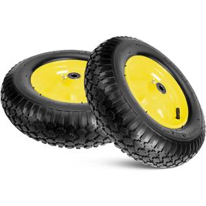 Taifa 2 PCS 16" Pneumatic Rubber Replacement Tires and 4.80/4.00-8" Wheels with 5/8" Bearings, Inflated Air Wheel for Garden Cart/Hand Truck/Trailers/Dolly/Wheelbarrow/Wagon/Trolley etc., 16x400-8Air-5/8'' Bearing-2 PCS