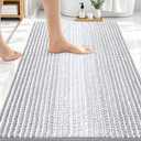OLANLY Bathroom Rugs 30x20, Extra Soft Absorbent Chenille Striped Bath Rugs, Rubber Backing, Machine Wash Dry, Bath Mats for Bathroom Floor, Tub and Shower, Home Decor Accessories, Light Grey