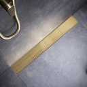 Linear Shower Drain 36 Inch, Brushed Gold 304 Stainless Steel Rectangular Shower Drain, 51L/Min Fast Drainage Floor Linear Drain, US Standard CUPC Certified, Zirconium Gold, SD-108-36ZG