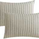 JELLYMONI Pillowcases King Size Khaki 2 Pack Boho Striped Bed Pillow Covers 20x36in Polyester Envelope Pillow Shams Tufted Bohemian Textured (Pillows are not Included)