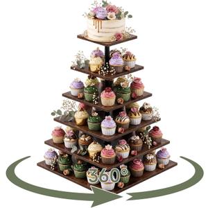 Willinglong 6 Tier Large Cupcake Stand for 100 Cupcake 360° Rotatable