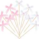 100 Pcs Coquette Bow Pearl Cocktail Picks 4.7" Pink Bow Toothpicks Bowknot Cocktail Appetizer Picks for Fruit Drink Dessert Wedding Party Supplies Bridal Birthday Baby Shower Party Decor(Pink,White)
