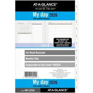 AT-A-GLANCE 2026 Planner, Daily & Monthly, 5-1/2" x 8-1/2", Desk Size 4, Two Page Per Day Refill, Loose-Leaf (481-225A-26)