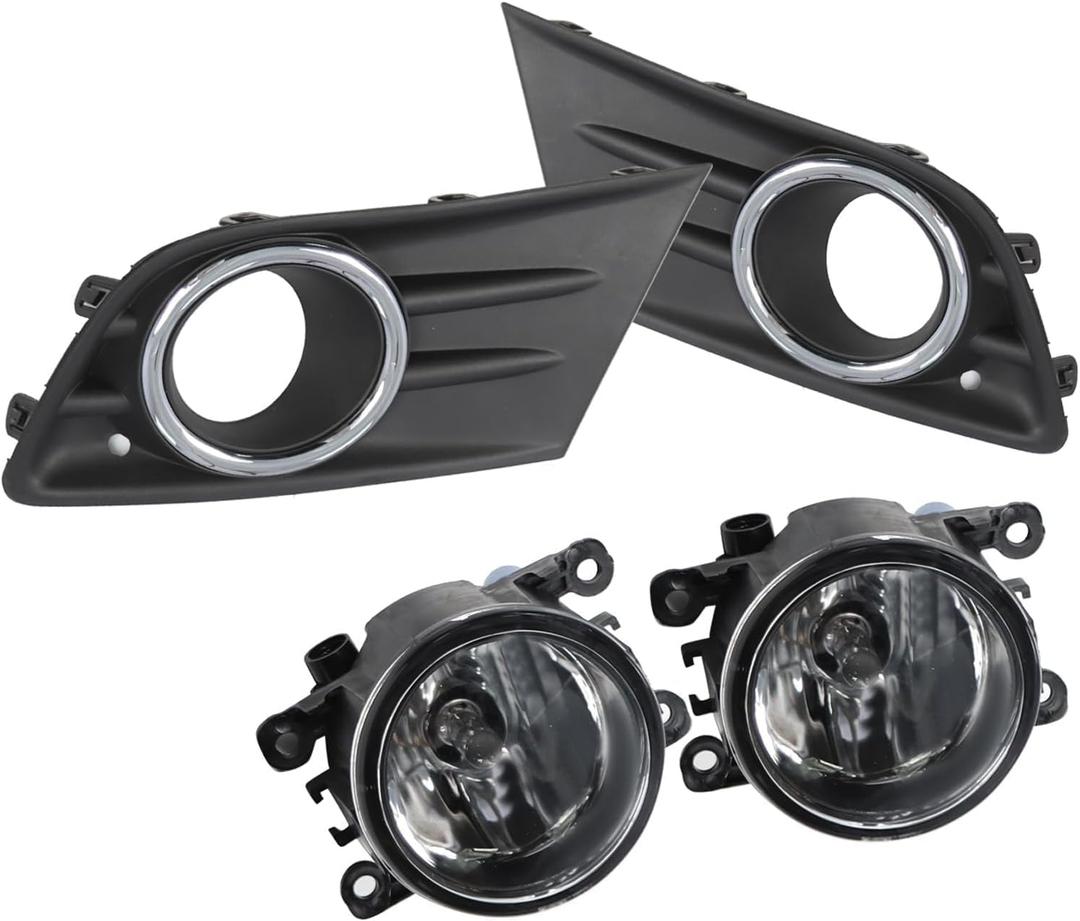 Pair Front Fog Light Assembly Compatible with Pilot 2012 2013 2014 2015 Driver and Passenger Side Fog Lamp w/Cover & Chrome Trim 71112SZAA60 HO1039145